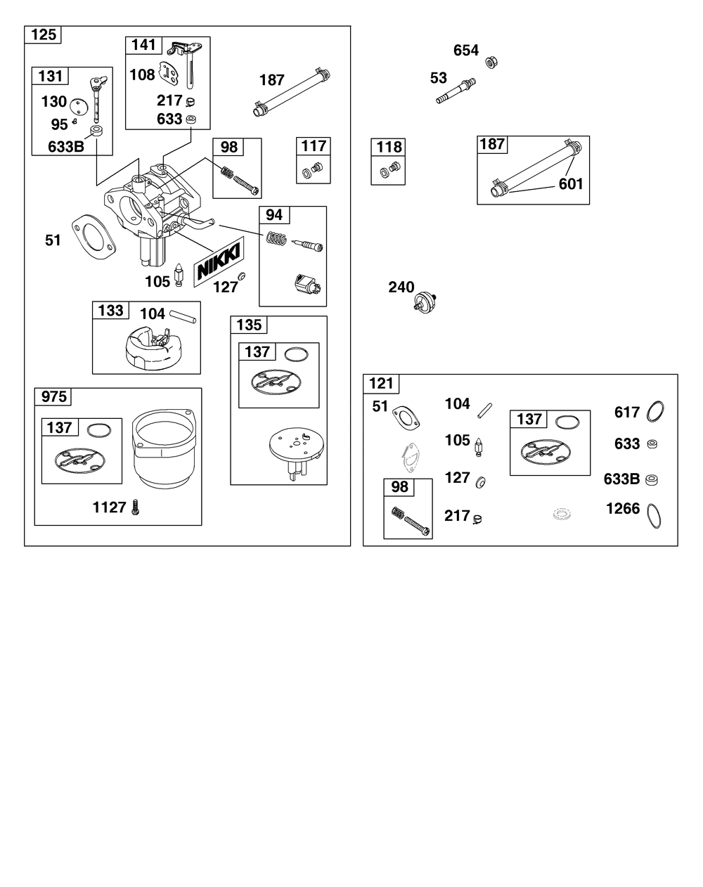 Carburetor And Fuel Supply Group Diagram and Parts List for 21R707-0152-G1  Cub Cadet Engine